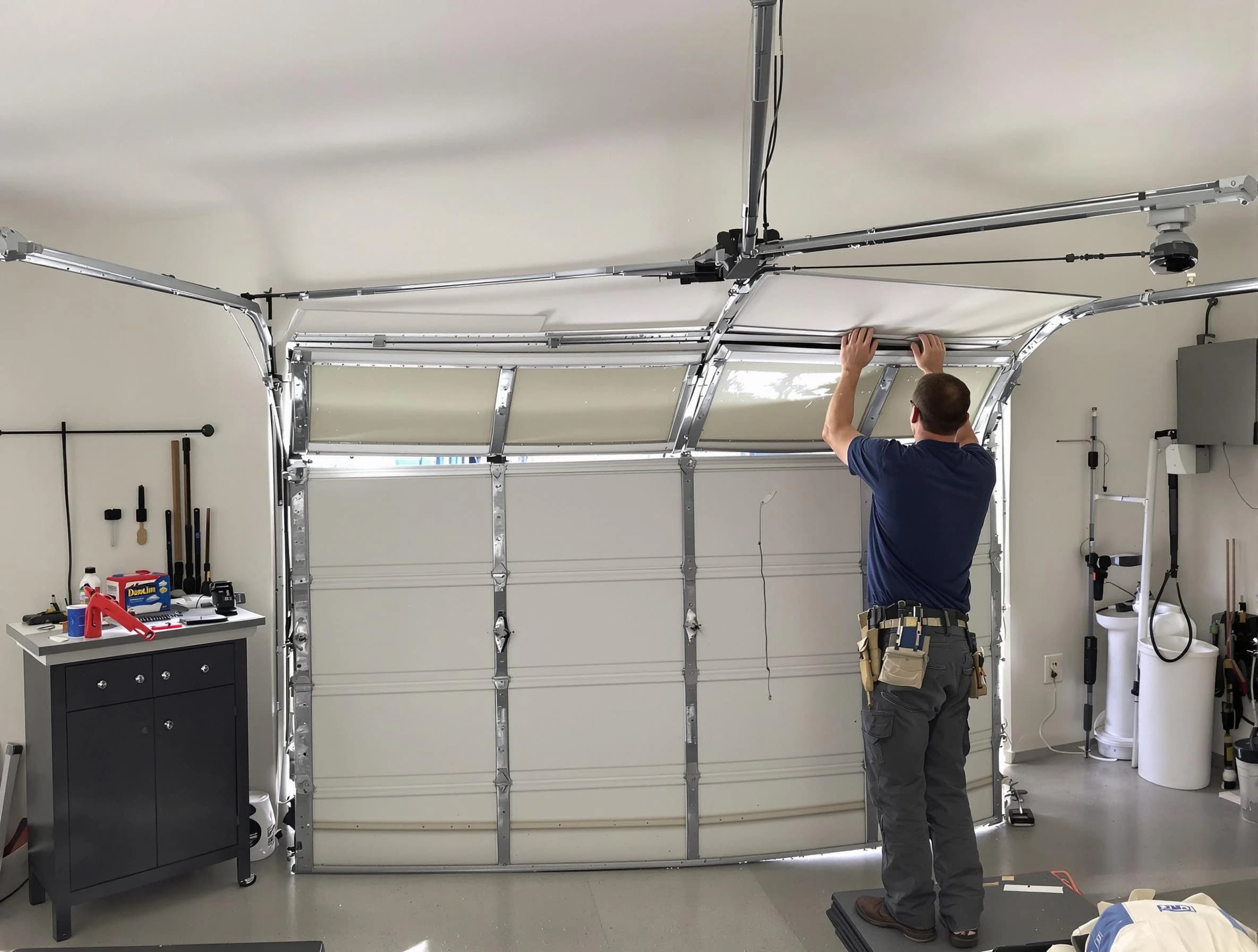 Haverhill Garage Door Repair specialist performing precise section replacement on Haverhill garage door