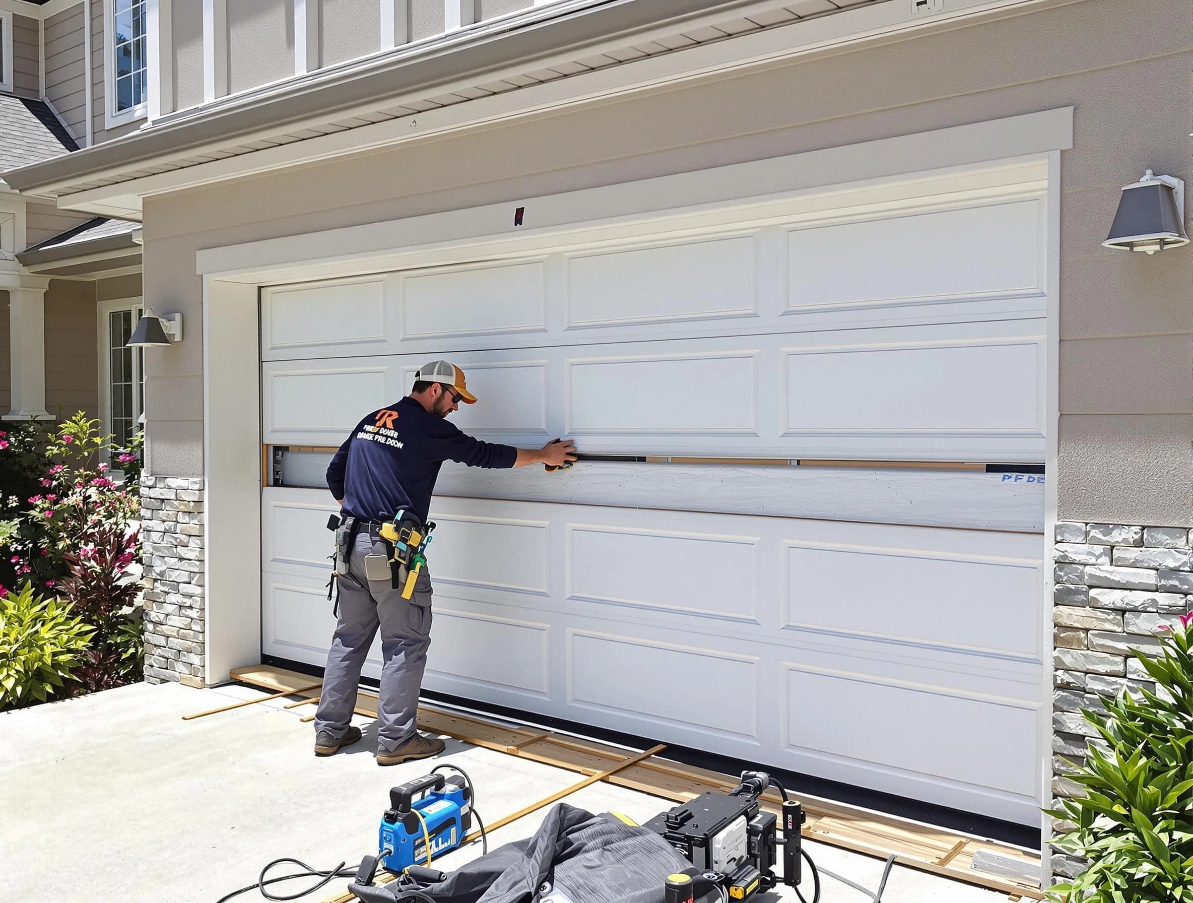 Haverhill Garage Door Repair team performing complete garage door replacement at Haverhill residence